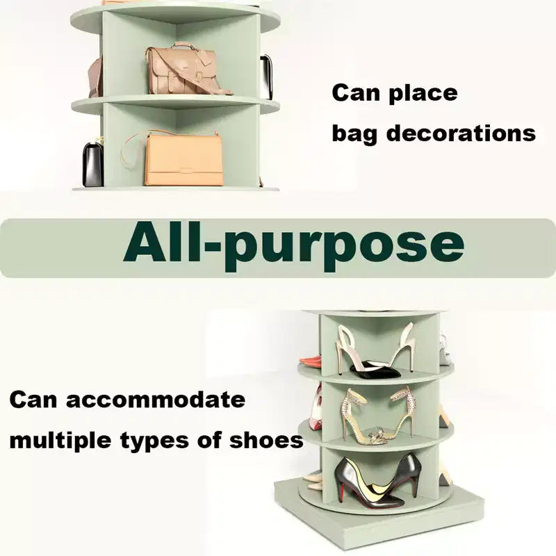 Draaibare schoenenrek-toren, 360° roterende schoenenkast met display, ronde verticale schoenenopberger, draaiende organizer voor handtassen en schoenen