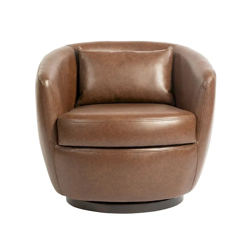 Upholstered Swivel Barrel Armchair with Storage Modern Living Room Side Chair for Bedroom, Office, Reading Spaces- PU