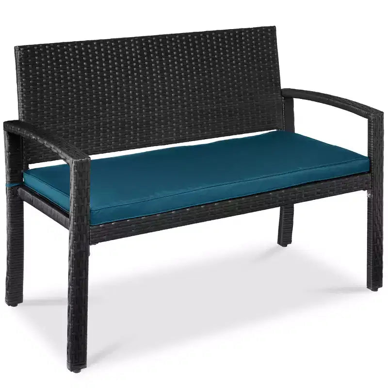 Best Choice Products Outdoor-Gartenbank aus Korbgeflecht für 2 Personen, Garten- und Terrassenmöbel mit einer Tragkraft von 700lb, Kissen
