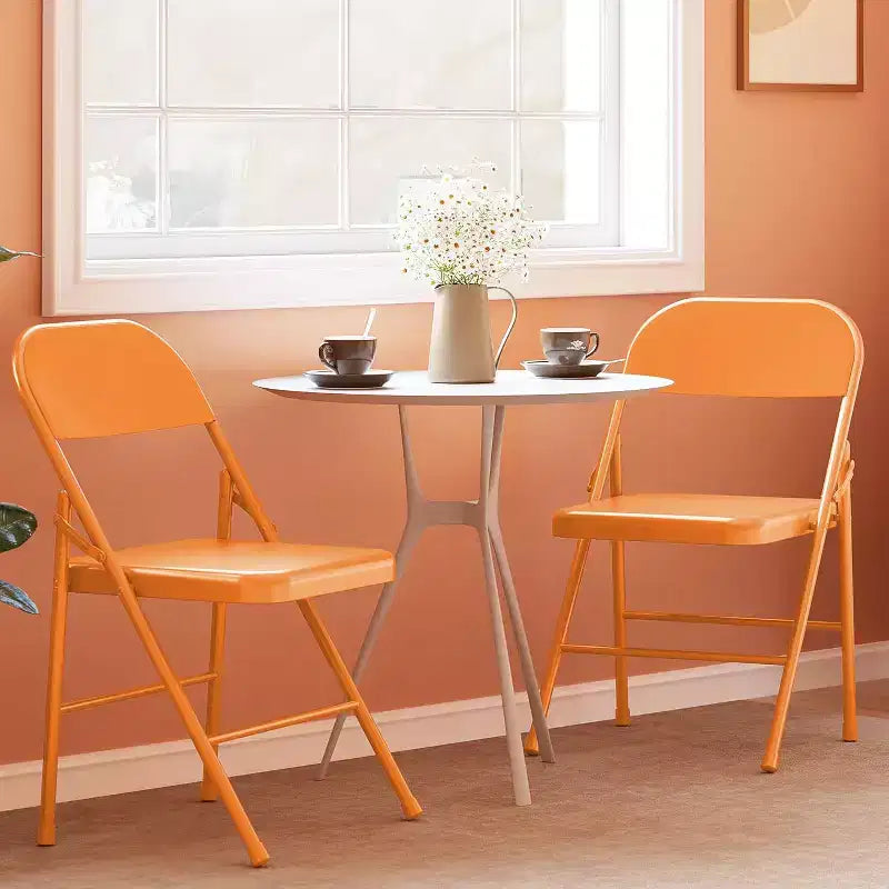 Ensemble de 8 chaises pliantes tout acier avec dossiers, chaises de salle à manger pliables en métal robuste, capacité de 350 lbs, pour l’intérieur et l’extérieur