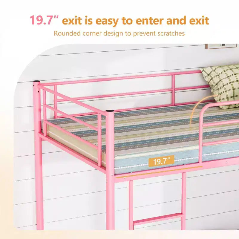 Lit superposé en acier Karl Home, 1 place au-dessus d’une place, avec échelle, pour chambre ou dortoir, enfants et adultes