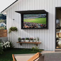 Abri pour téléviseur d’extérieur de 55 in, protection étanche en bois massif avec support réglable 4D et porte rabattable (compatible avec les téléviseurs de 44-55 in)