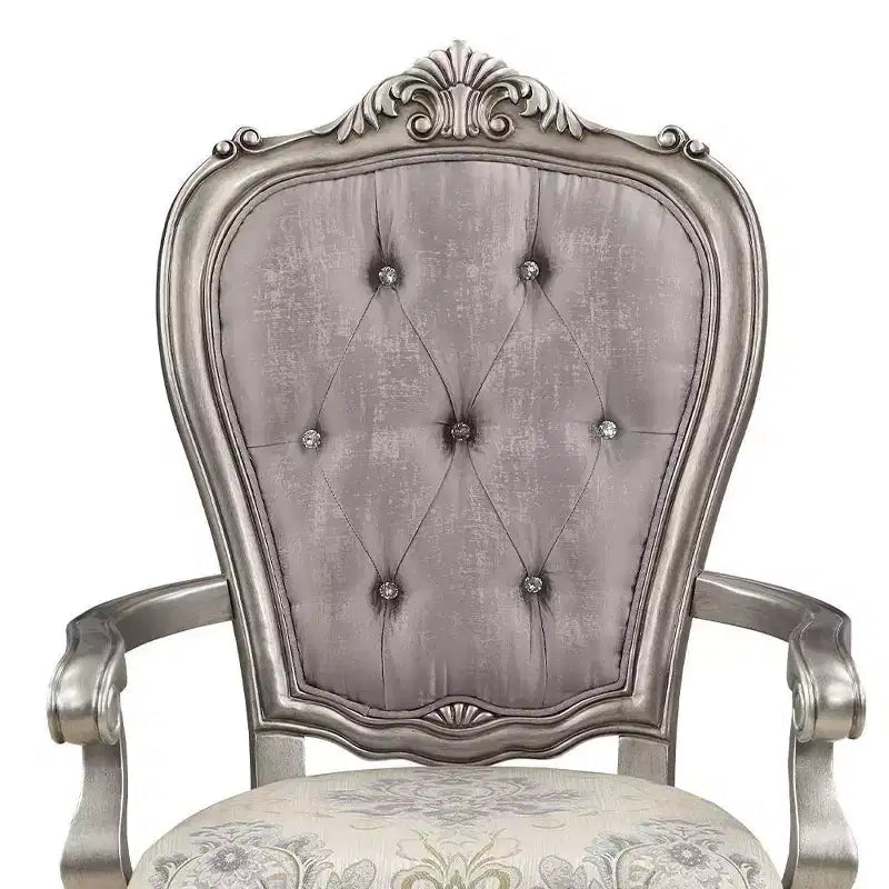 Chaise de salle à manger Ariadne en velours, finition platine antique, 23.25 - Acme Furniture