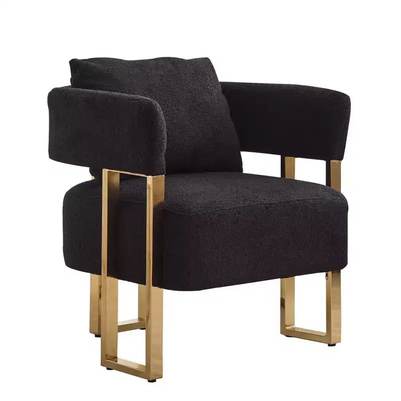 Set van 2 moderne gestoffeerde fauteuils met gouden metalen poten voor woonkamer, slaapkamer of kantoor