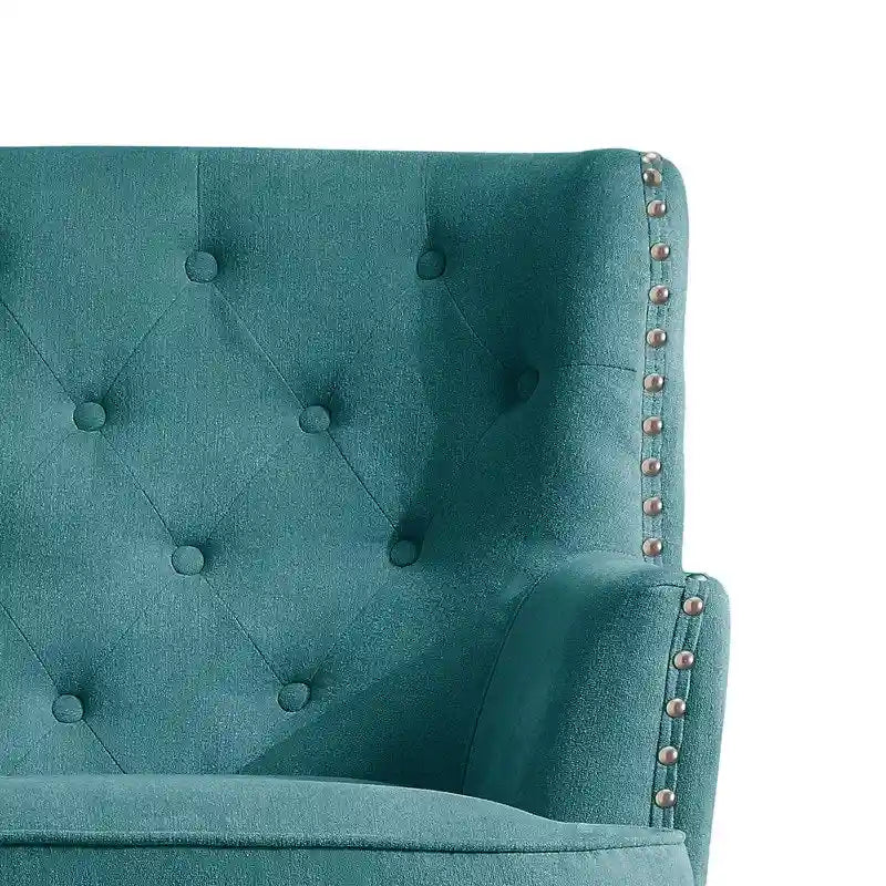 Poltrona decorativa Moser Bay Mignon in velluto/lino, larga 30, con schienale alto e bottoni