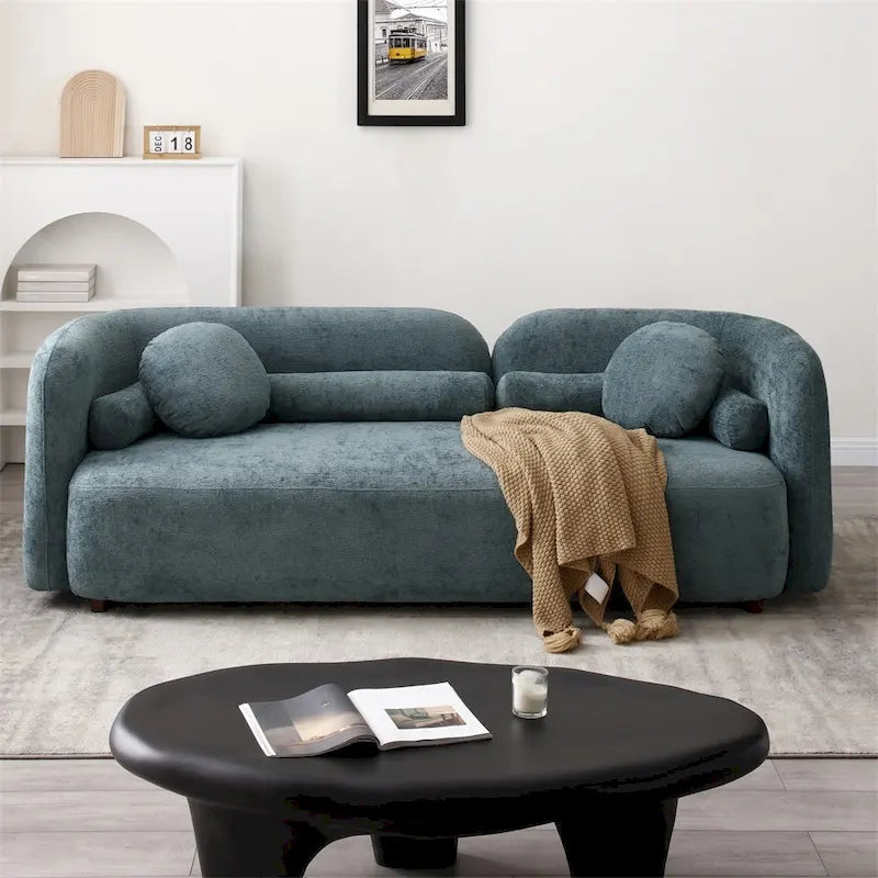 Moderne, comfortabele 3-zitsbank met fluwelen bekleding en poten
