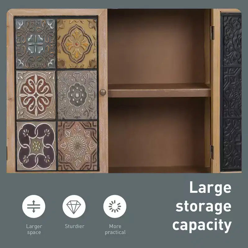Captiva Designs accent-opbergkast met 2 deuren en verweerd ruitpatroon voor de hal en woonkamer
