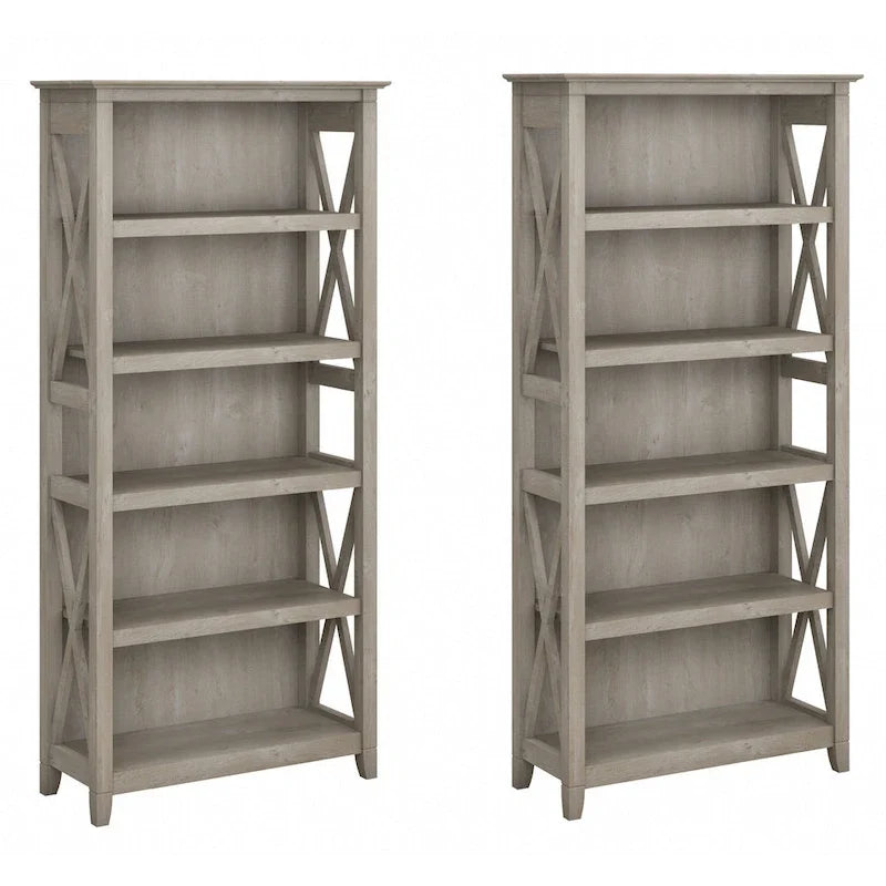 Boekenkast met 5 planken uit de Key West-serie van Bush Furniture