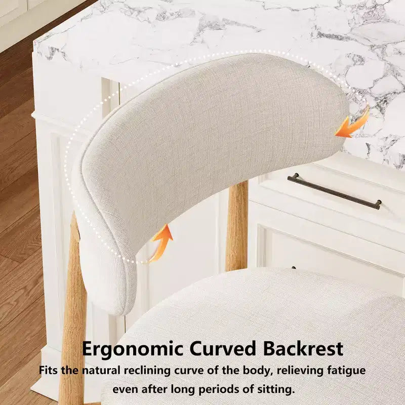 Tabouret de bar à hauteur de comptoir avec assise rembourrée et pieds en métal, chaise moderne de cuisine de 26.3