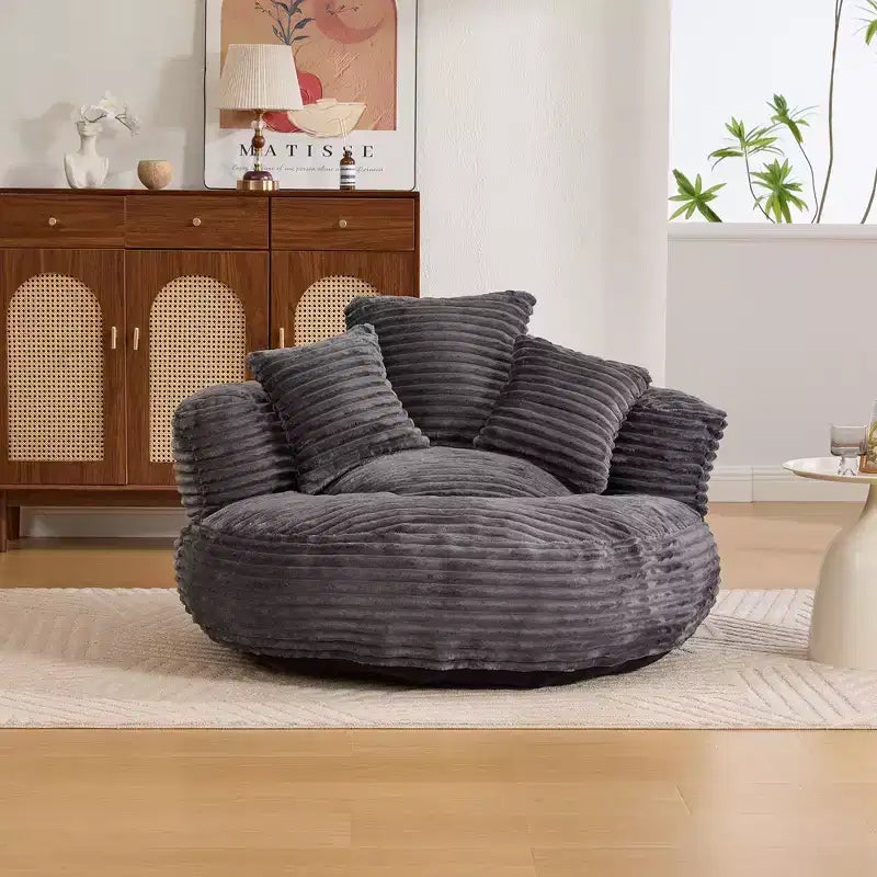 Sitzsacksofa für Erwachsene und Kinder, übergroßer Cord-Sitzsack mit 3 Kissen und Armlehnen für Wohnzimmer und Schlafzimmer - ModernLuxe
