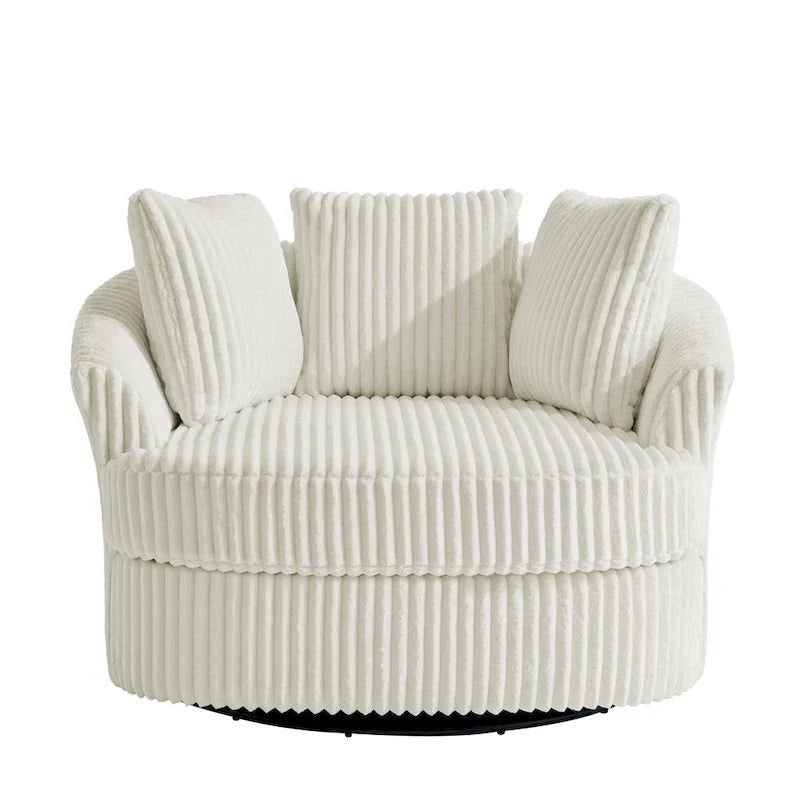 Set da 2 poltrone girevoli a botte oversize da 43 W in morbido velluto a coste con cuscini