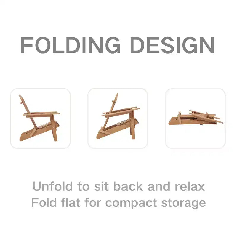 Set mit 2 klappbaren Adirondack-Stühlen aus Holz für draußen, mit Rückenlehne, Holz-Terrassenstühle für Garten und Hinterhof