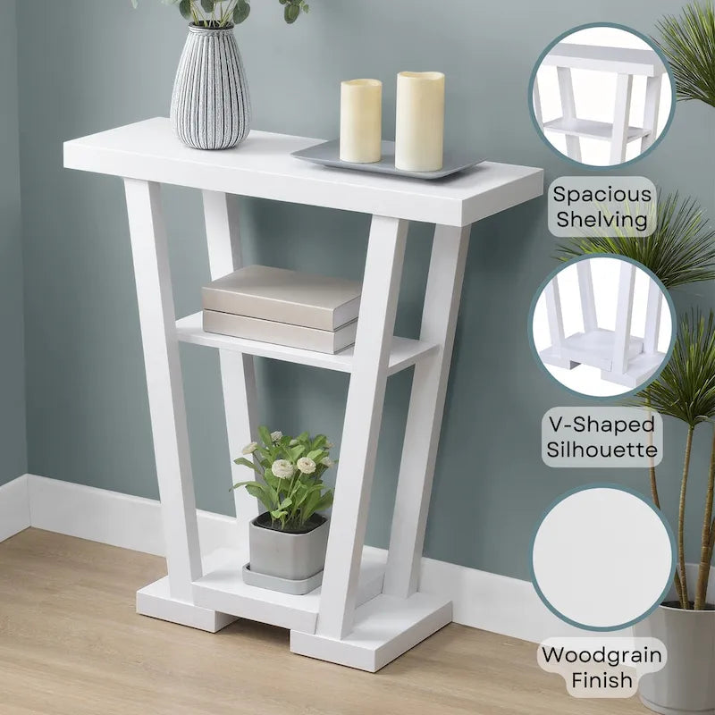 Newport V-consoletafel met planken van Convenience Concepts
