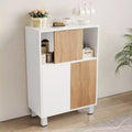 CuisinSmart Holzschrank mit Schiebetüren und verstellbaren Einlegeböden, Sideboard und Anrichte, Badschrank und Vitrine, Weiß
