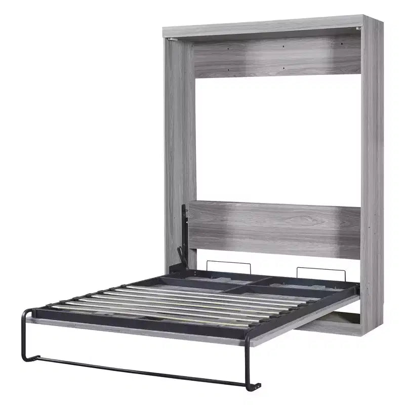 Lit escamotable mural double/simple, armoire-lit en bois, gris