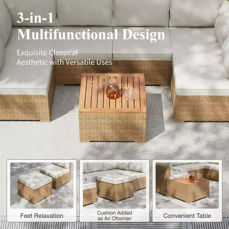 Captiva Designs Outdoor-Loungegruppe aus Korbgeflecht für Garten und Hinterhof