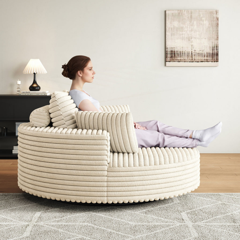 Einzelsessel mit Cord-Chenille-Bezug und Schaumstoffpolsterung, drehbar