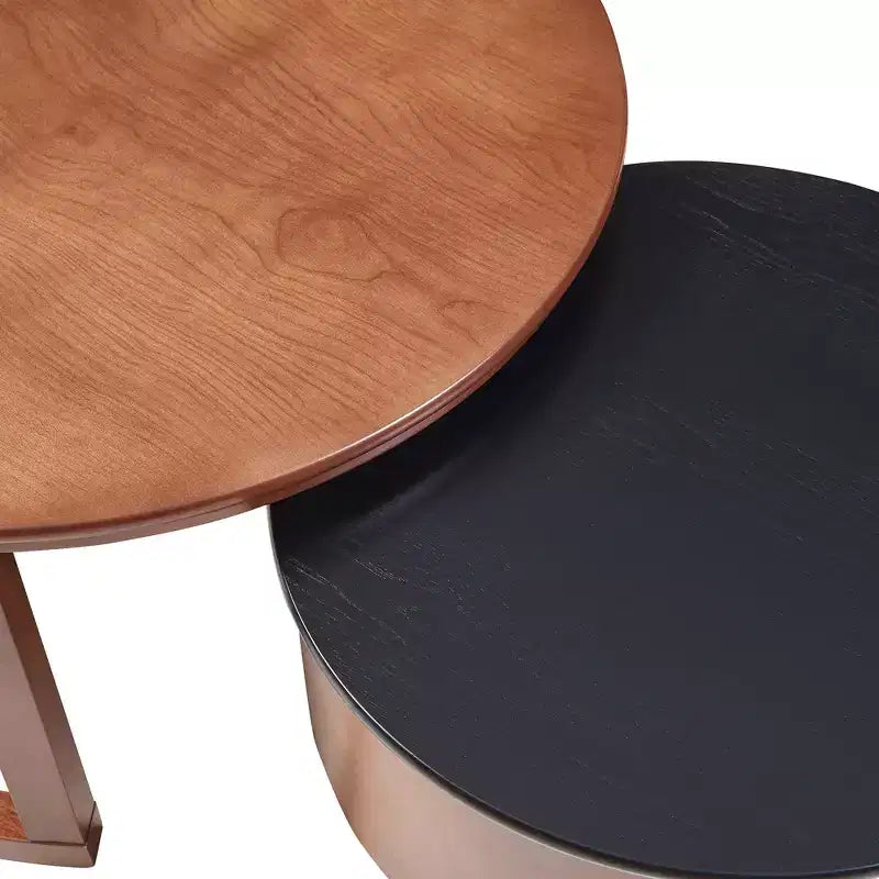 Moderner Satztisch-Couchtisch mit Schublade, runder Wohnzimmertisch mit Stauraum