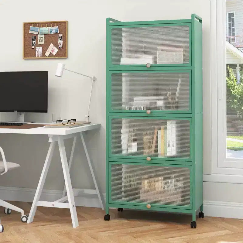Étagère de cuisine Costway à 5 niveaux avec placard de rangement, support mobile pour micro-ondes et portes relevables, blanc/noir/gris/vert