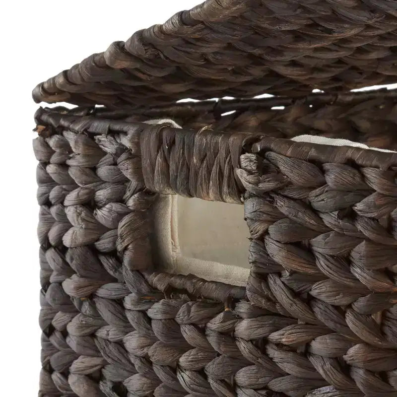 Panier à linge Casafield à 2 compartiments avec couvercle et sacs doublure amovibles, panier de tri tressé en jacinthe d’eau pour vêtements