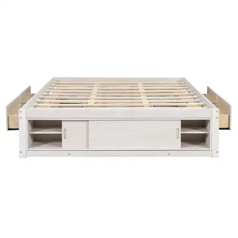 Struttura letto contenitore Whisen Queen con 4 cassetti e vano contenitore nella pediera