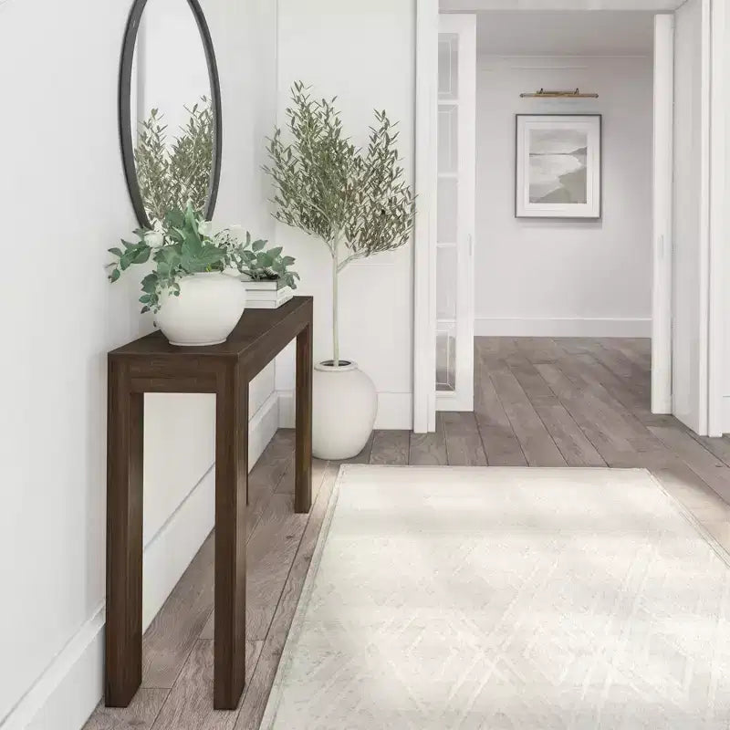 Plank+Beam 46 moderne console tafel van massief hout, smalle haltafel, voor achter de bank