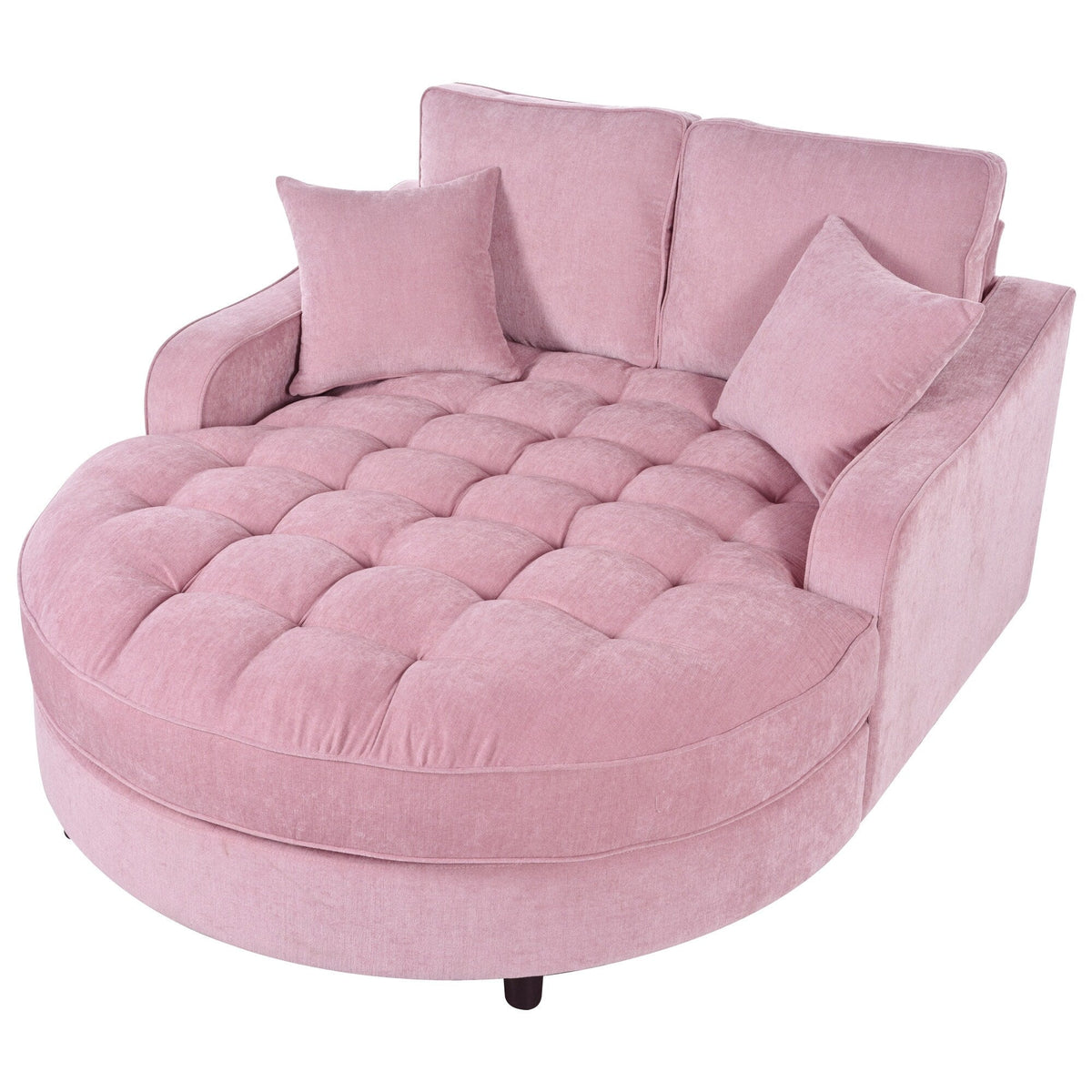 Chaiselongue-Schlafsofa aus Chenille, gepolstertes Sofa mit gesteppter Rückenlehne und 2 abnehmbaren Kissen für das Wohnzimmer