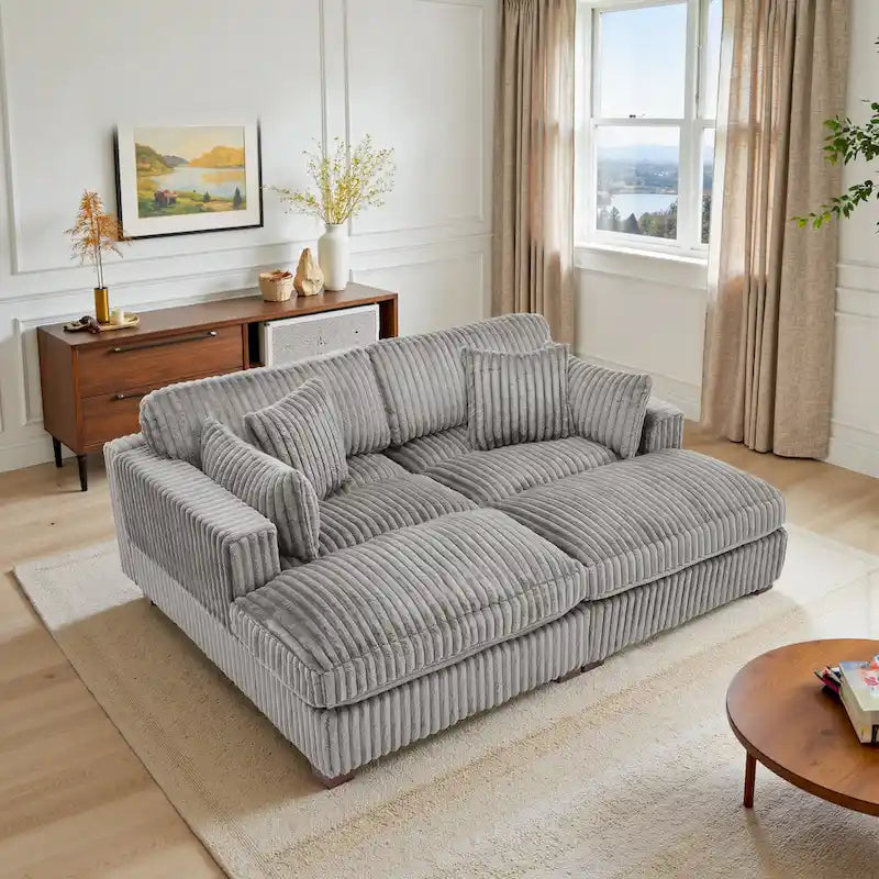 Modulaire hoekbank van stof voor de woonkamer en slaapkamer