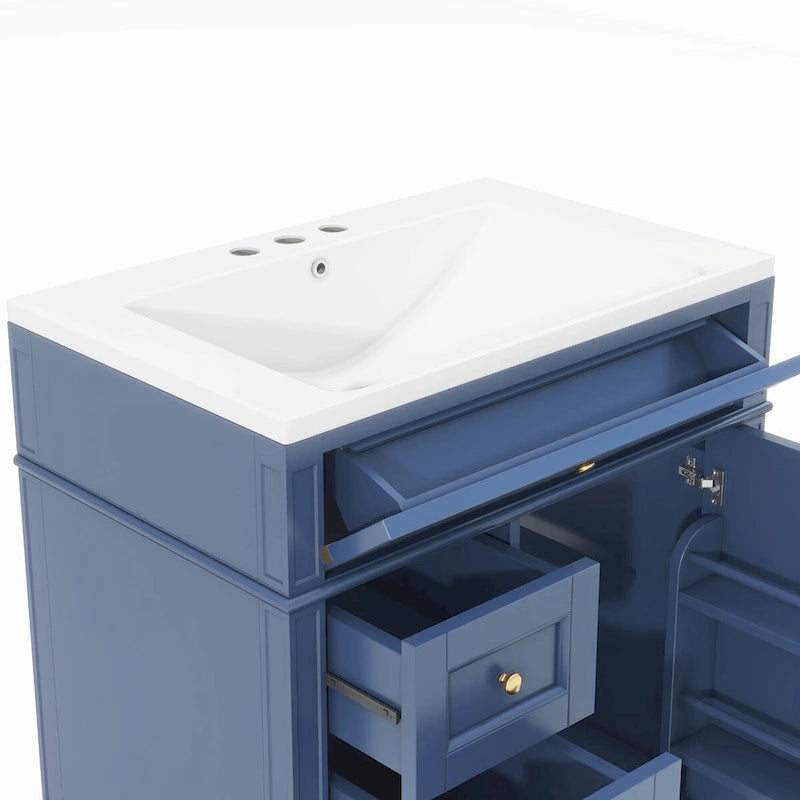 Meuble-lavabo de salle de bain avec vasque à poser et tiroir basculant