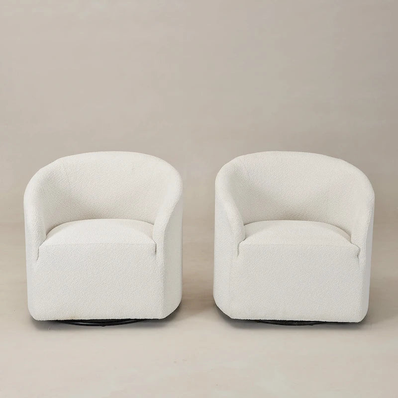 Fauteuil pivotant tonneau KINWELL 32 W rembourré en bouclé (lot de 2)