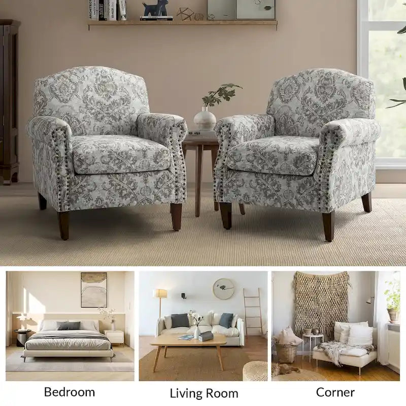 Giampiero fauteuil voor de woonkamer met siernagels, set van 2, van HULALA HOME