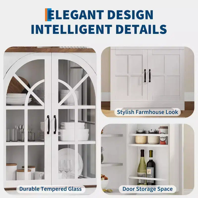 Dispensa stile rustico da fattoria, mobile da cucina indipendente con ripiani regolabili, organizer multifunzione per cucina, sala da pranzo e soggiorno