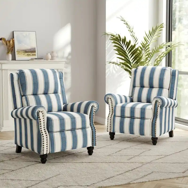 Set mit 2 modernen Relaxsesseln mit gepolstertem Sitz aus Kunstleder/Stoff
