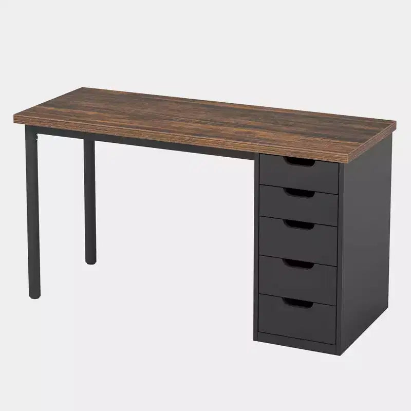 Bureau d’ordinateur Lantine avec 5 tiroirs, bureau moderne et sobre de 47 pouces pour le télétravail, les études et l’écriture, idéal pour les petits espaces