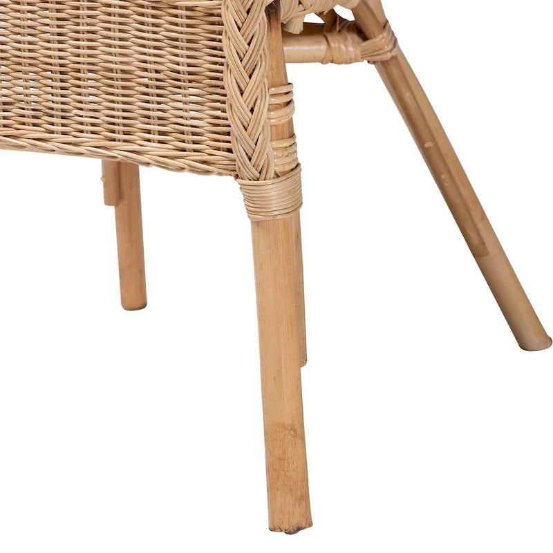 Sedia da pranzo Abbey in rattan naturale, stile boho moderno