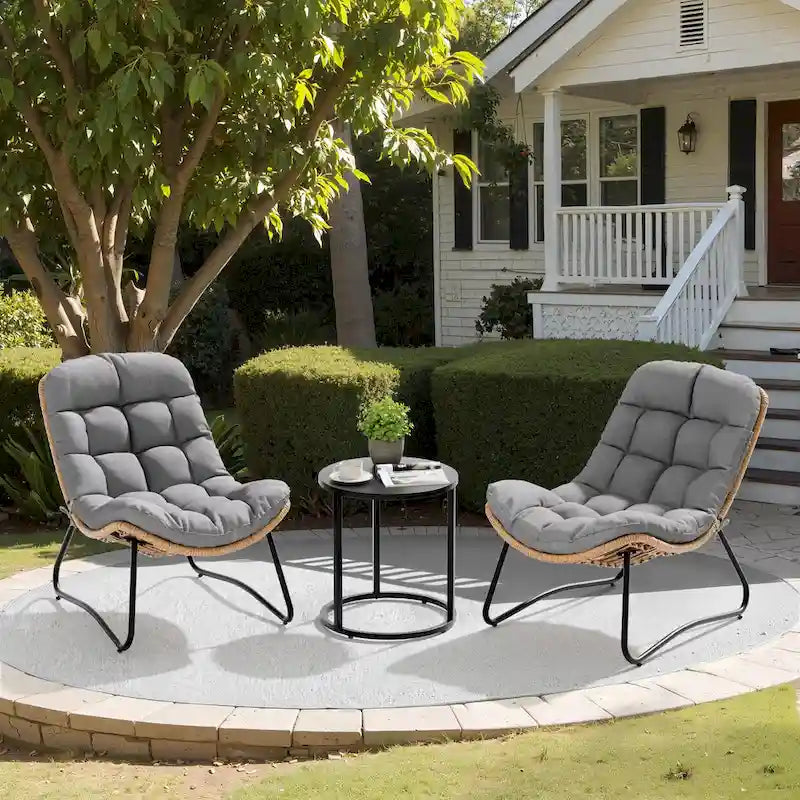 Papasan-Sessel aus PE-Rattan mit Kissen für drinnen und draußen