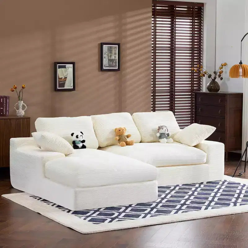 Clihome Cordsofa - weich und hautfreundlich, mit 3 Rückenkissen und 2 Zierkissen