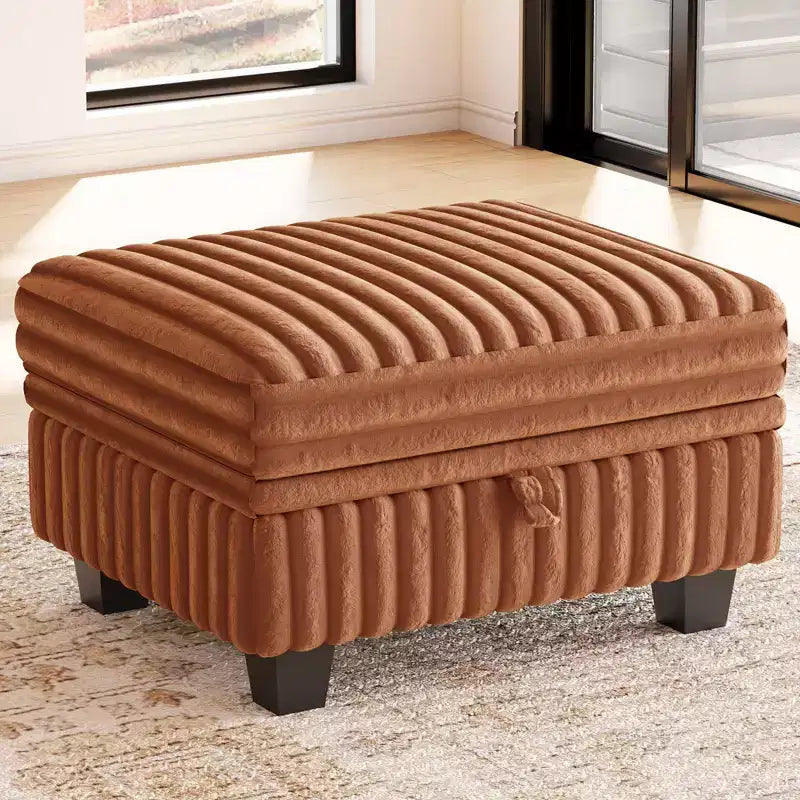 Belffin-Polsterhocker aus Cord mit Stauraum für modulares Ecksofa