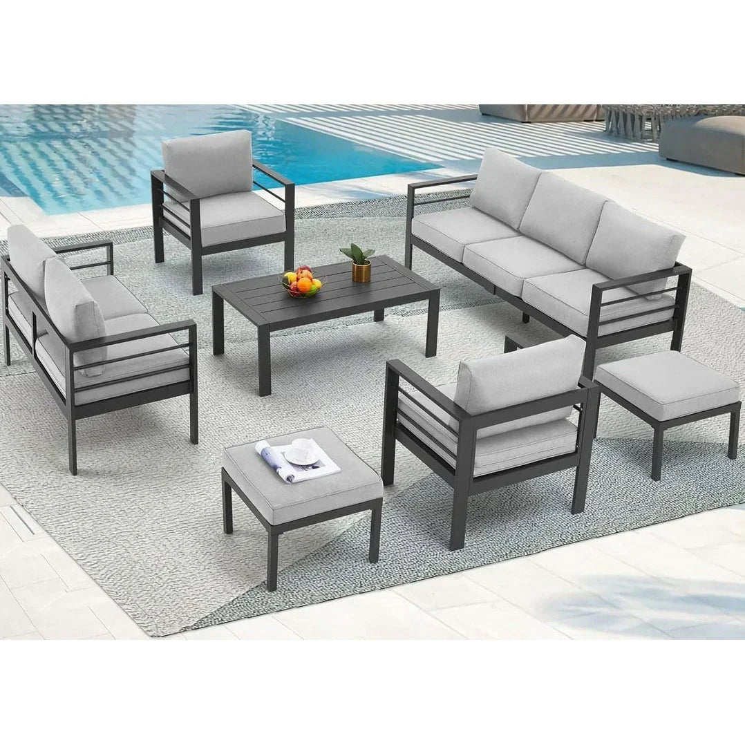 AECOJOY 7-teiliges Gartenmöbelset aus Aluminium für draußen