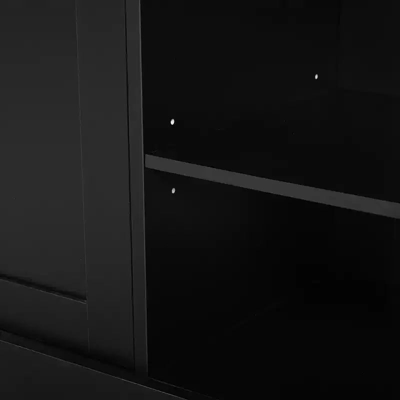 Whisen 91 Medienkonsole, geschwungene Entertainment-Center-Wandeinheit, TV-Schrank im Landhausstil mit Bücherregal in Holzoptik für Fernseher bis zu 70