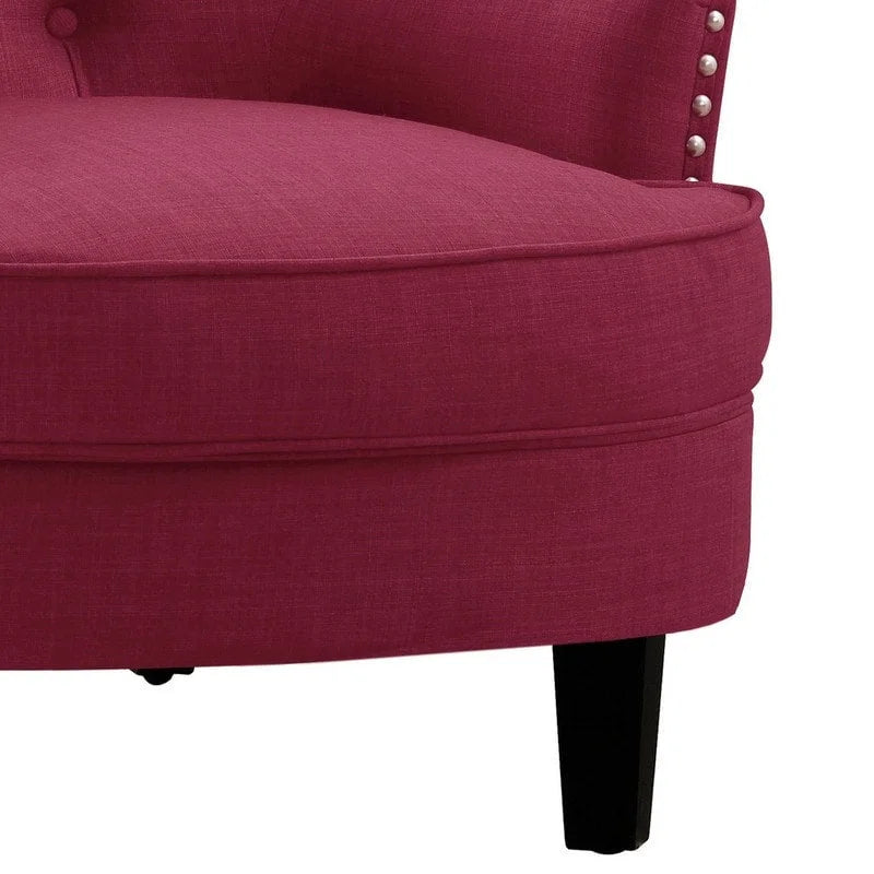 Poltrona decorativa Moser Bay Mignon in velluto/lino, larga 30, con schienale alto e bottoni