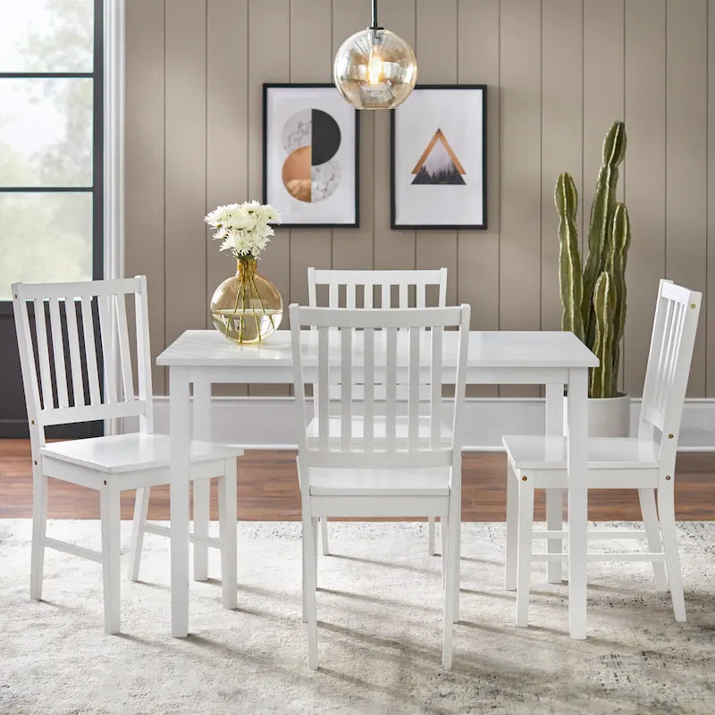 Set mit 4 Esszimmerstühlen aus Massivholz mit Sprossenlehne, stabilem Gestell, klassischem Design und einfacher Montage
