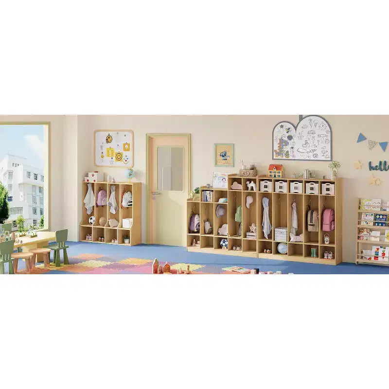 Acekool Garderobenschrank für Kinder mit 4 Fächern und 8 Haken für Klassenzimmer, Kinderzimmer und Zuhause
