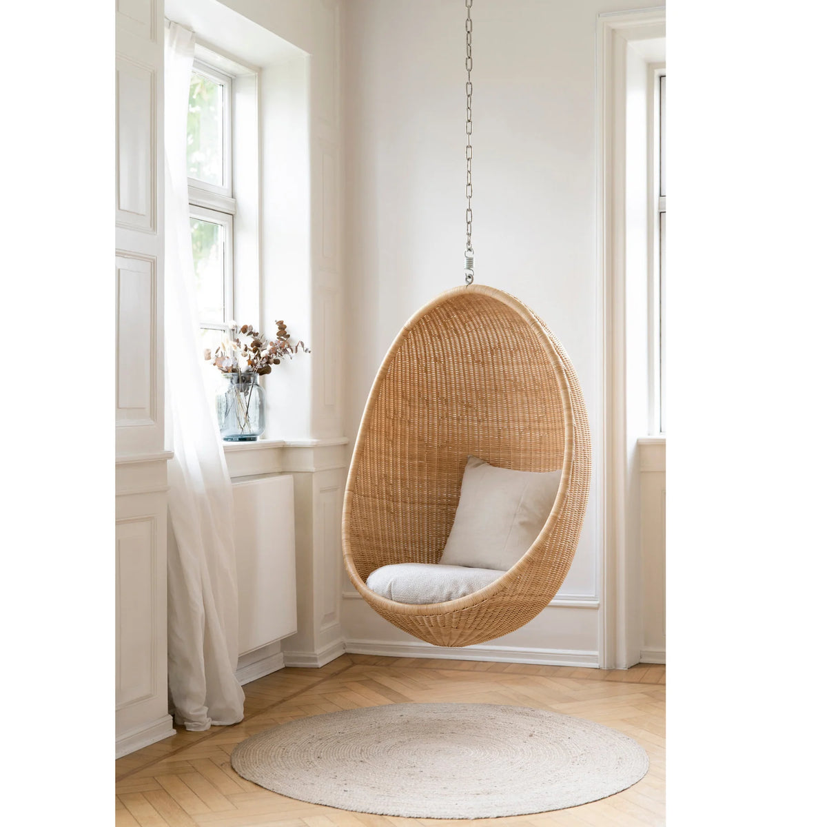 Hängesessel aus Küstenrattan mit rundem Gestell - Terrasse
