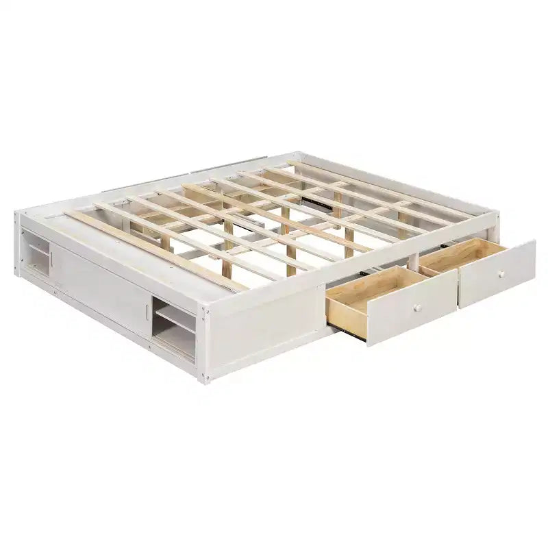 Struttura letto contenitore Whisen Queen con 4 cassetti e vano contenitore nella pediera