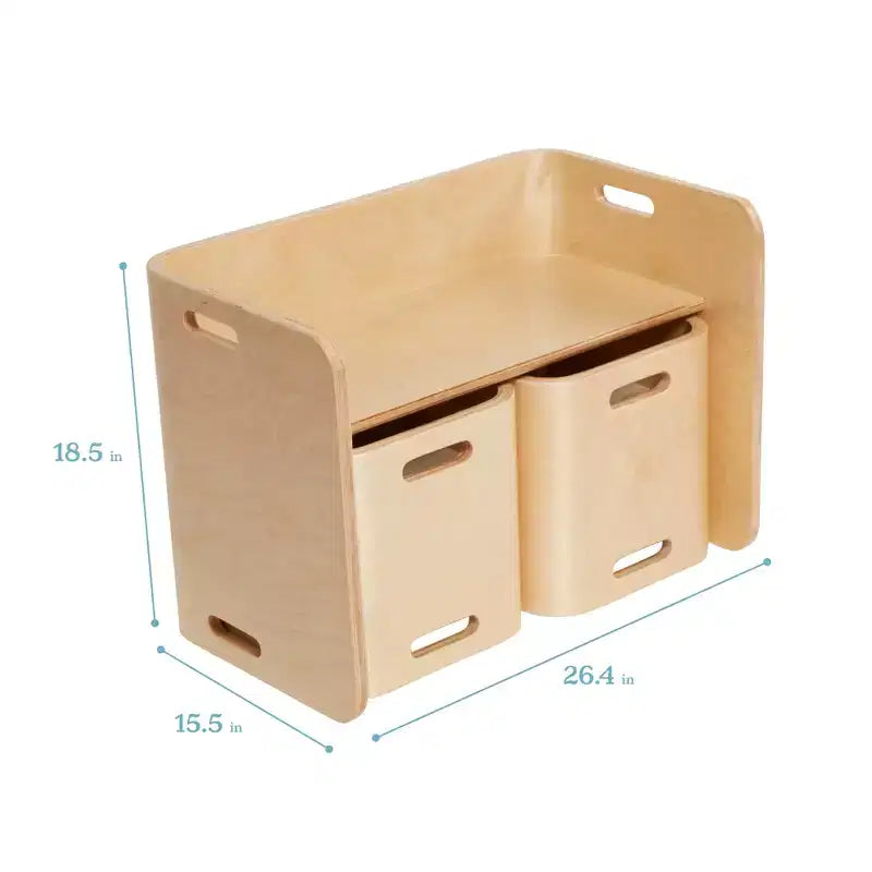 ECR4Kids Premium-Tisch- und Stuhlset aus gebogenem Holz, Kindermöbel, Natur, 3-teilig