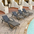 Ensemble de 4 chaises longues de patio d’extérieur en aluminium Deco