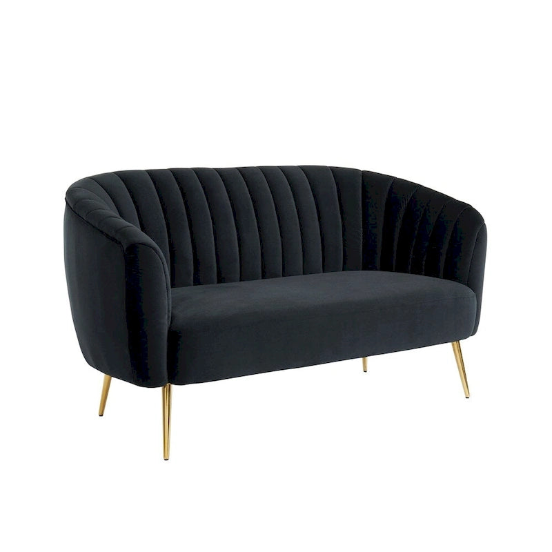 Albany zeitgemäßes Samt-Mikrofaser-Loveseat mit Knopfheftung von Silver Orchid