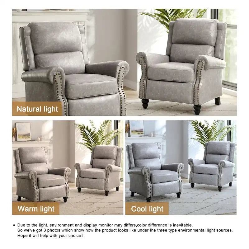 Set aus 2 gepolsterten Relaxsesseln mit Nagelkopfverzierungen und Rückenkippfunktion
