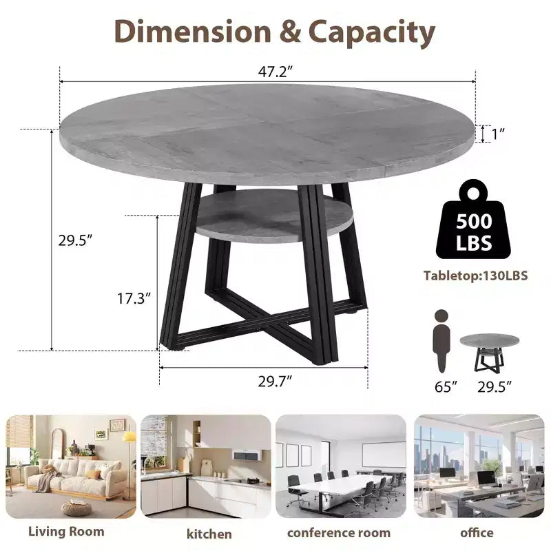 Ronde eettafel van 47 voor 4 personen, ronde eettafel met middenpoot voor keuken en eetkamer, ruimtebesparend houten keuken- en eetkamermeubel